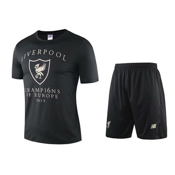 Trainingsshirt Liverpool Komplett Set 2019-20 Schwarz